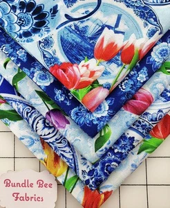 MICHAEL MILLER ~ DELFT Fat Quarter bundle of (5) New 100% Cotton - Picture 1 of 6