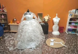 Vintage Barbie Clone Outfit - Wedding Dress + Accessories - Picture 1 of 20