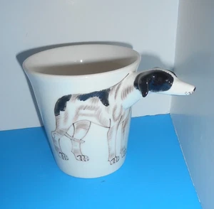 Greyhound Dog Hand-Painted Coffee Mug Ceramic 3D w/Greyhound Handle - Picture 1 of 4