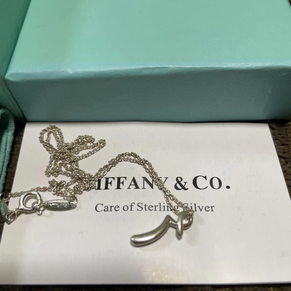 [VG] TIFFANY & CO. Elsa Peretti ожерелье серебро 925 инициал r R подвеска б/у - Изображение 1 из 4