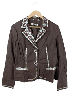 AMBIENTE Blazer in maglia Donna Taglia IT 46 marrone con glitter - Foto 1 di 5