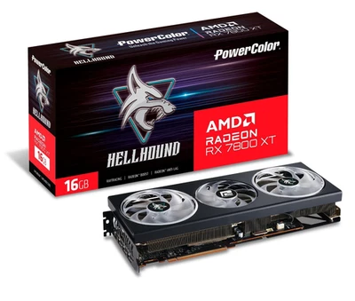 Origin Power Color Hellhound AMD Radeon RX 7800 XT 16GB GDDR6 RX7800XT GPU Black - Image 1 of 4