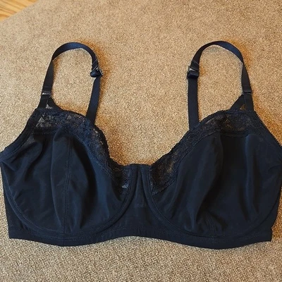 Calvin Klein Black Unlined Balconette Bra Lace Trim - 34DD - Image 1 of 4