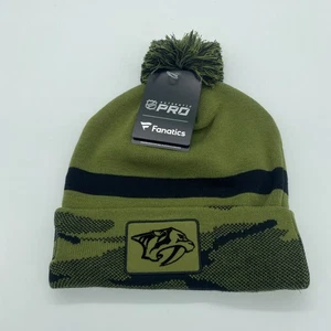 Gorro de invierno Fanatics Pro Nashville Predators NHL apreciación militar con pompón - Imagen 1 de 5