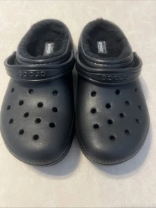 Crocs Youth Kids Classic Lined Slip On Clog BLACK Size JUNIOR 5 Unisex New - Picture 1 of 4