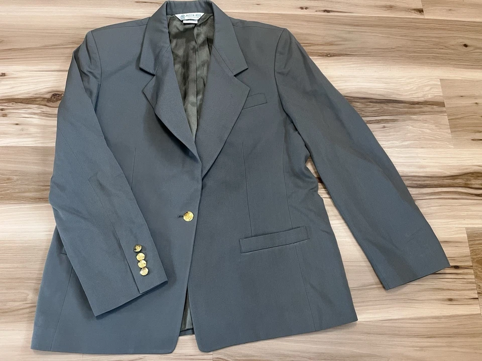 Austin Reed Blazer Womens Size 12 Vintage Gold Button 100% Wool Olive Green USA - Image 1 of 4