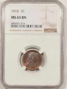 1910 LINCOLN CENT - NGC MS-65 BN, GORGEOUS GEM! - Picture 1 of 3