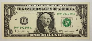 Birthday Note April 30, 1948 Fancy Serial Number One Dollar Bill D04301948A - Picture 1 of 2