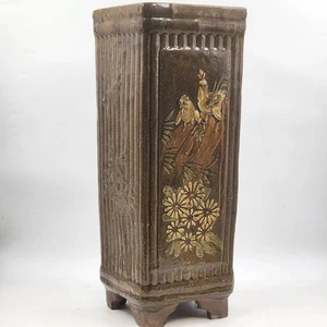 Paraguas de cerámica de terracota soporte 21" de alto pintado a mano acristalado jardinera - Imagen 1 de 13