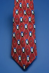 New Vintage Harris Prestige All Silk Handmade Red Art Deco Tie Necktie - Picture 1 of 4