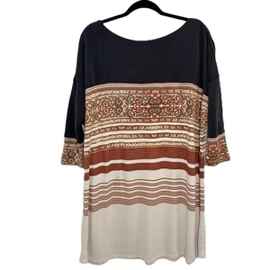 Free People Womens Tunic Dress Boho Bohemian Stripes Print Block Size Medium - Picture 1 of 9