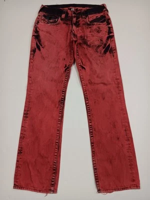 True Religion Mens Red Tie Dye Jeans Size 32 (32W X 32L) Grunge Streetwear  - Image 1 of 4