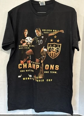 Camiseta USWNT 2015 Campeones Mundial Negra Talla L Carli Lloyd Hope Solo🔥 Foto 1 de 4