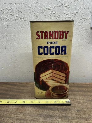Vintage STANDBY Pure Cocoa ~2 lb. Paper Label Tin ~1940-50's ~ Rare! - Image 1 of 4