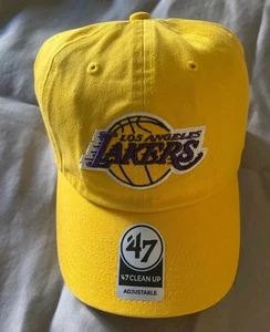 Los Angeles Lakers '47 Brand Yellow Clean Up Adjustable Dad Hat - Picture 1 of 6
