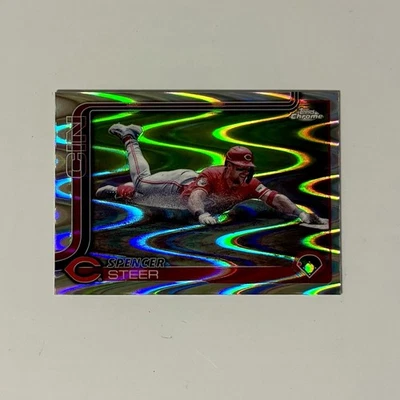 2025 Topps Chrome - Spencer Steer #174 RayWave Refractor - Image 1 of 2