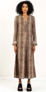 GANNI Dress 36 FR/ 6 US/ 8 AU Snake Print MIDI Light Crepe NEW - Picture 1 of 10