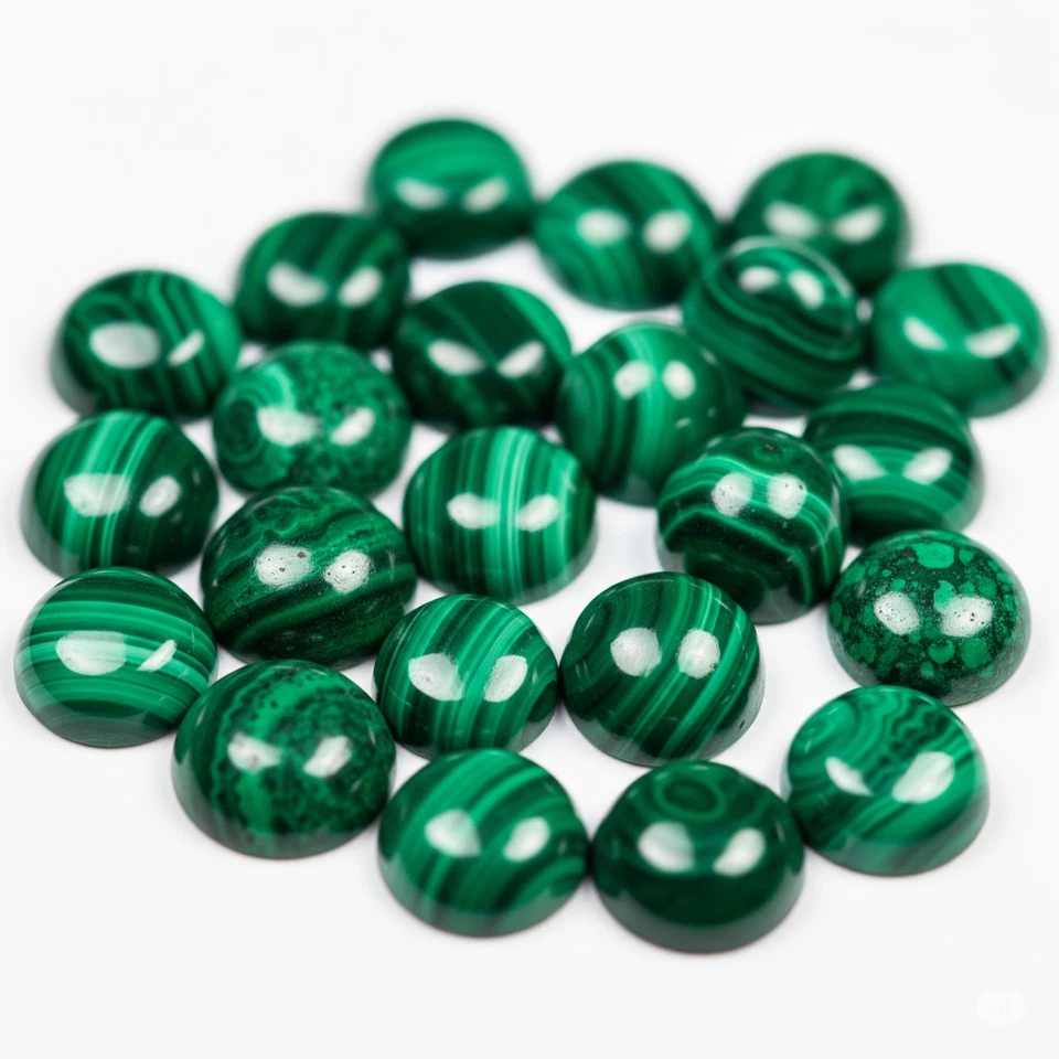 Lote de piedras preciosas sueltas cabujón cabujón redondo malaquita natural de 3x3 mm a 20x20 mm Foto 1 de 4