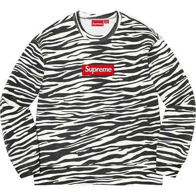Supreme NYC Box Logo Zebra  crewneck L FW22SW65 sweatshirt Large Sweat 2022 BOGO - Photo 1/4