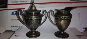 EPC Silver Plated Sugar Bowl and Creamer Set 5/113 with Hallmarks Antique Loved - Picture 1 of 8