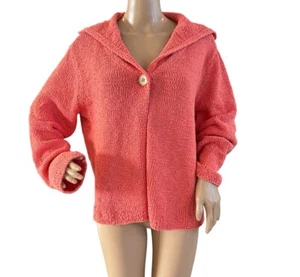 J JILL Salmon Orange One-Button Cardigan Sweater Sz M Long Seeve Cotton Blend  - Picture 1 of 5