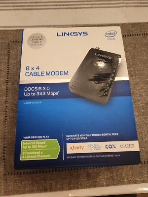 Linksys 8 x 4 DOCSIS 3.0 Cable Modem CM3008 Up to 343 Mbps free fast shipping - Image 1 of 4