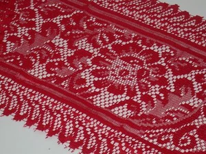 Lace Table Runner with 2 Tassels ~ Red Christmas or Valentines 13" x 48" **NEW** - Picture 1 of 4