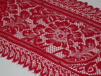 Lace Table Runner with 2 Tassels ~ Red Christmas or Valentines 13" x 48" **NEW** - Image 1 of 4
