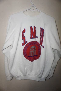 SMU sweatshirt vintage size XL white with red lettering and staining - Picture 1 of 11