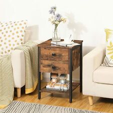 Hoobro Nightstand With 2 Drawers and Open Shelf Industrial Square End Table