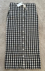 NWT Solid & Striped Black White Gingham Check Long Skirt Maxi Full Length XS - Picture 1 of 2