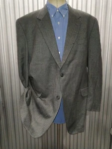 48L LAMBSWOOL CASHMERE Gray Herringbone BIG TALL Tweed Sport Coat Blazer Jacket - Picture 1 of 8