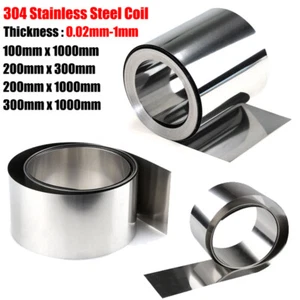 304 Stainless Steel Band Foil Sheet Metal Plate Strip Panel thick 0.02mm-1mm - Picture 1 of 9