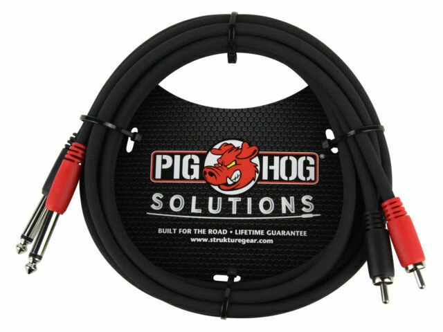 Pig Hog PD-R1406 Dual RCA (Male) to Dual 1/4" Mono (Male) Cable - 6 Feet