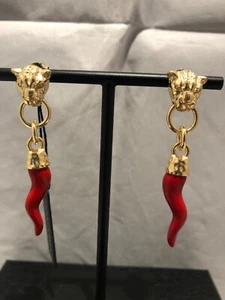 Giovanni Raspini Ohrringe vergoldet Leopard und Horn - Schmuck Ottaviani Rom - Bild 1 von 4