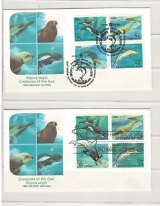 USA & RUSSIA PRIMO GIORNO COPERTINE CREATURE DEL MARE SETENANT FLEETWOOD - Foto 1 di 4