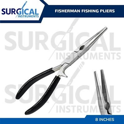 Fisherman Fishing Pliers 8" With PVC Handles Stainless Steel German Grade - Image 1 of 4