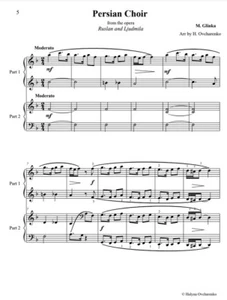 easy Glinka Persian Choir from opera Ruslan and Ljudmila piano duet PDF - Picture 1 of 1
