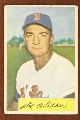 Vintage BASEBALL Card 1954 BOWMAN #178 DEL WILBER Catcher Boston Red Sox - Image 1 of 2