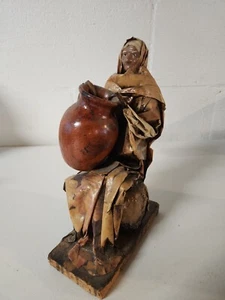 Vintage Paper Mache Woman With Water Jug Made In Mexico - Picture 1 of 6