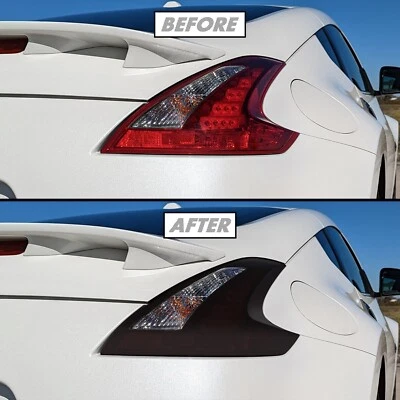 FOR 2009-2021 Nissan 370Z Tail Light Cutout SMOKE Precut Vinyl Tint Overlays - Image 1 of 4