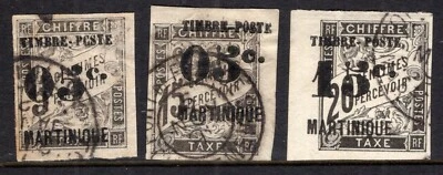 MARTINIQUE / FRENCH COLONY / Y&T # 19 – 20 – 21 USED - Image 1 of 3