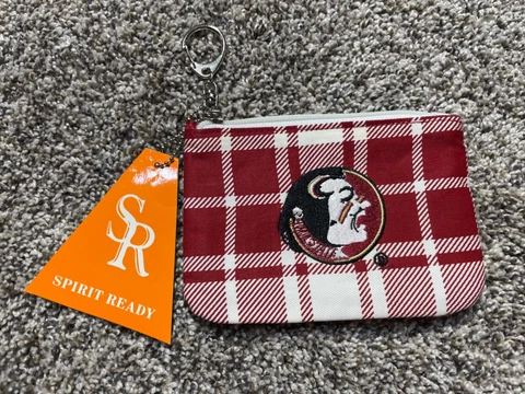 Plaid Fabric Zipper ID Wallet Holder College Coin Purse NCAA Cover