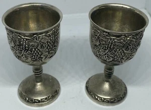 Heavy Vintage Etched Silver Plated Wine 3 pices Cup Goblet For Kiddush Judaica - Picture 1 of 8