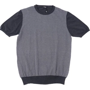 Kiton Slim-Fit Short Sleeve Charcoal Patterned Knit Cotton Sweater M (Eu 50) NWT - Picture 1 of 7