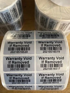 100 pegatinas etiqueta de seguridad holograma CÓDIGO DE BARRAS vacío manipulación sellos evidentes - Imagen 1 de 2