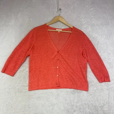 Cárdigan de lino ligero Eileen Fisher para mujer talla S coral manga 3/4 Foto 1 de 4