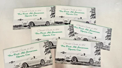 6 ORIGINAL 1954 CHEVROLET CORVETTE Verde FOLHETO DE VENDAS Original Ephemera - Imagem 1 de 4