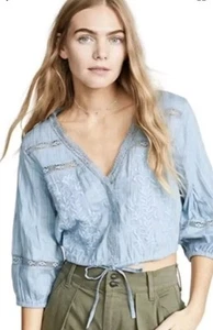 Free People Follow Your Heart Top Size Small Cropped Cotton Boho Spring Coastal - Picture 1 of 14