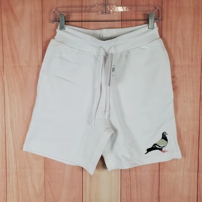 Pantalones Cortos de Sudadera Staple Para Hombre Talla XS Blanco Bordado Paloma Cordón Cintura Elástica Foto 1 de 4